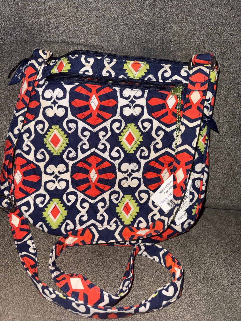 NWT Vera Bradley Navy orange Lime Geometric Crossbody Bag